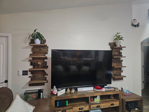 Whiskey Barrel Wall Shelf - Handmade Reclaimed Wood Decor