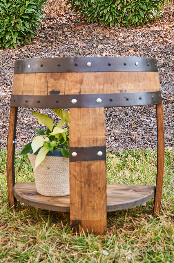 Half Whiskey Barrel Side Table