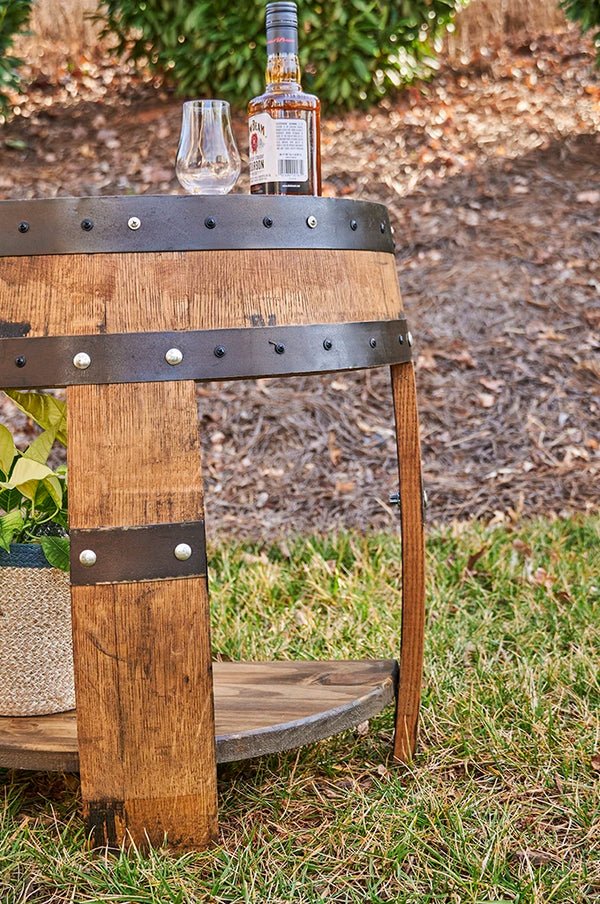 Half Whiskey Barrel Side Table