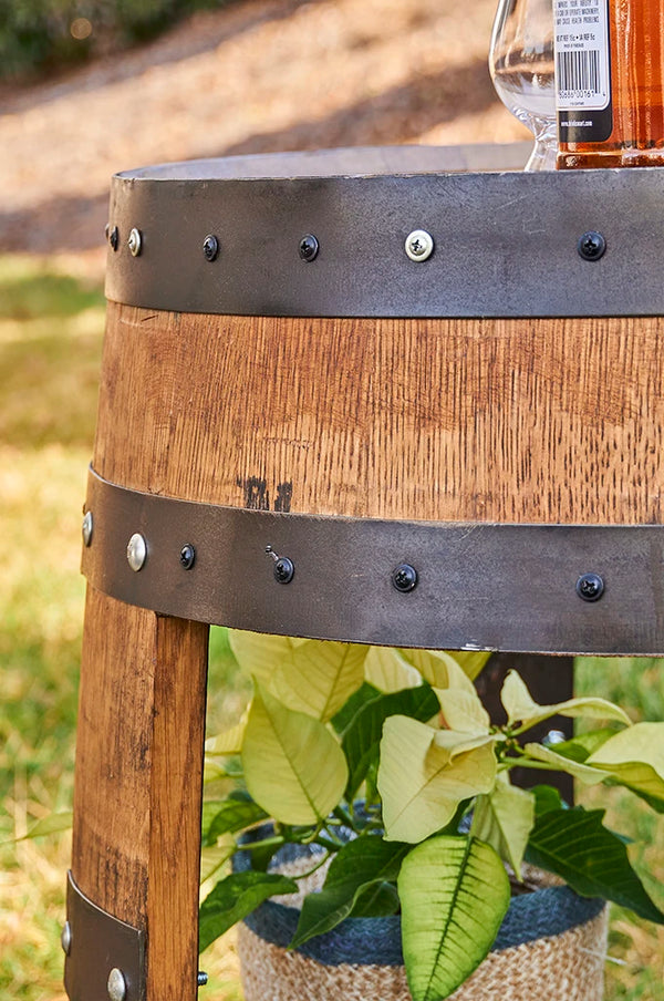 Half Whiskey Barrel Side Table