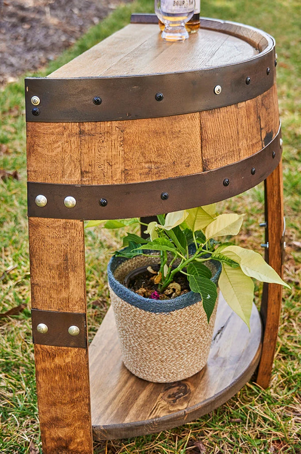 Half Whiskey Barrel Side Table