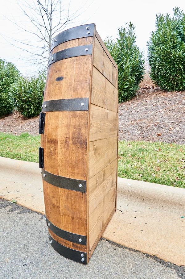 Whiskey Half Barrel Liquor Cabinet Double Door