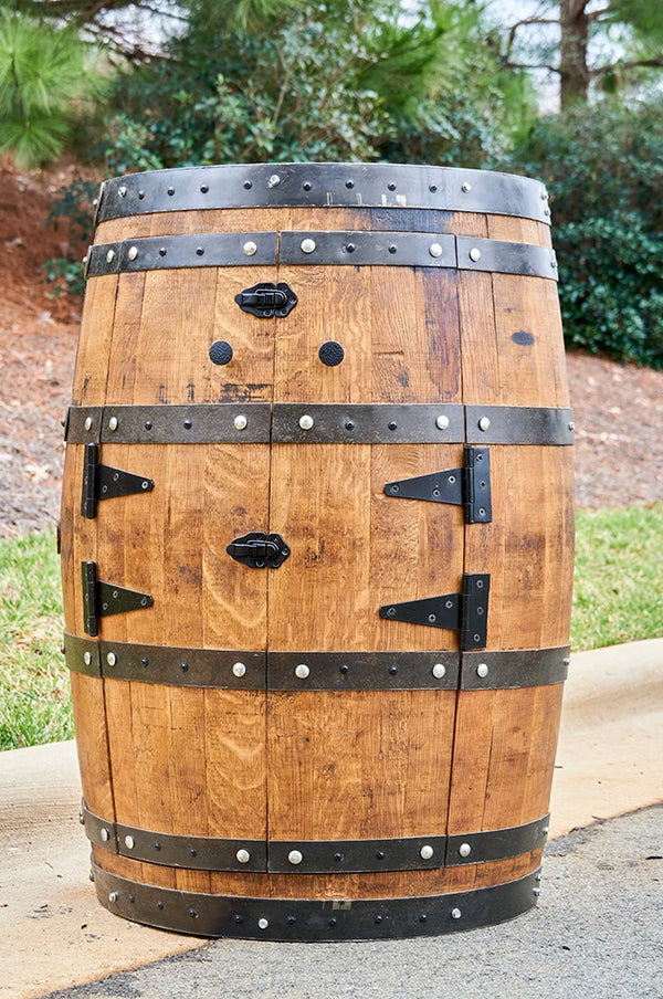 Whiskey Half Barrel Liquor Cabinet Double Door