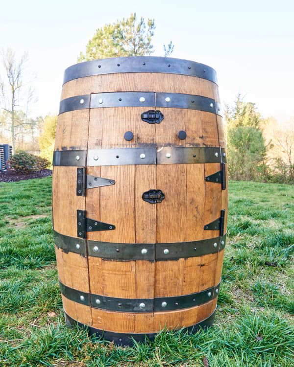 Whiskey Full Barrel Liquor Cabinet Double Door