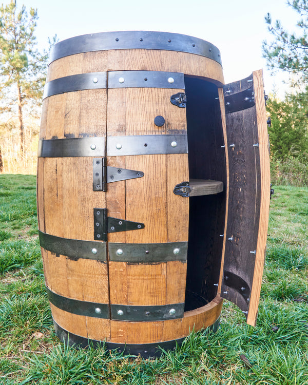 Whiskey Full Barrel Liquor Cabinet Double Door