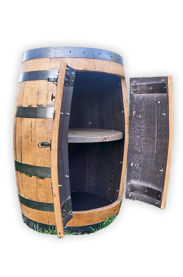 Whiskey Full Barrel Liquor Cabinet Double Door