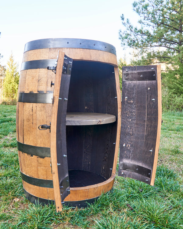 Whiskey Full Barrel Liquor Cabinet Double Door