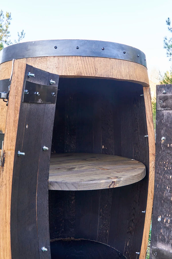 Whiskey Full Barrel Liquor Cabinet Double Door