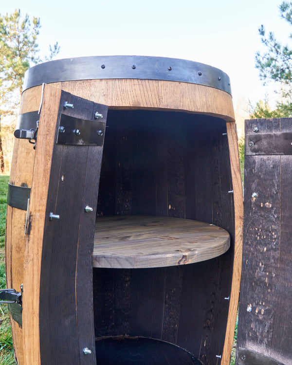Whiskey Full Barrel Liquor Cabinet Double Door
