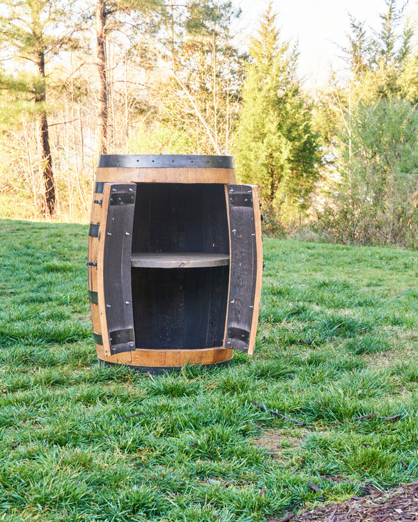 Whiskey Full Barrel Liquor Cabinet Double Door