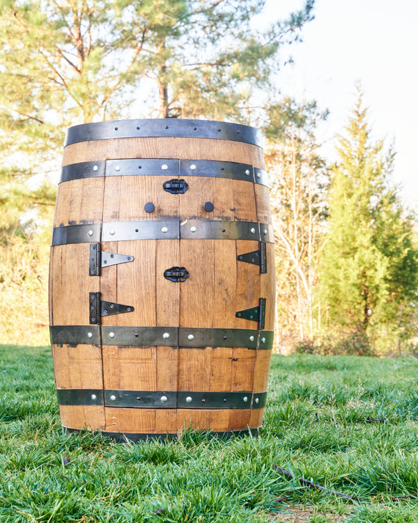 Whiskey Full Barrel Liquor Cabinet Double Door
