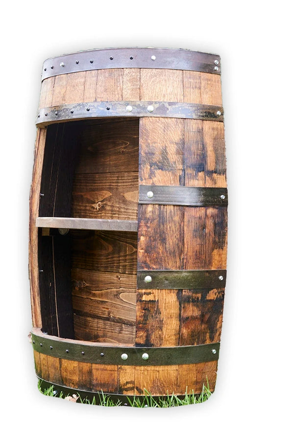 Whiskey Half Barrel Liquor Cabinet No Door