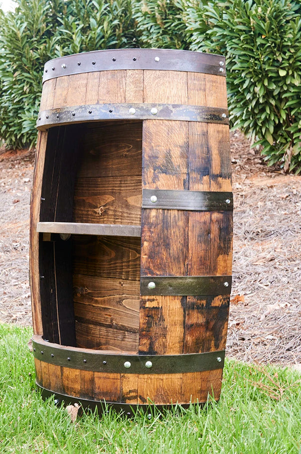 Whiskey Half Barrel Liquor Cabinet No Door