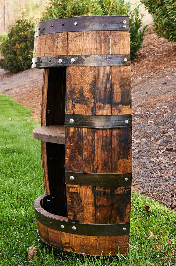 Whiskey Half Barrel Liquor Cabinet No Door