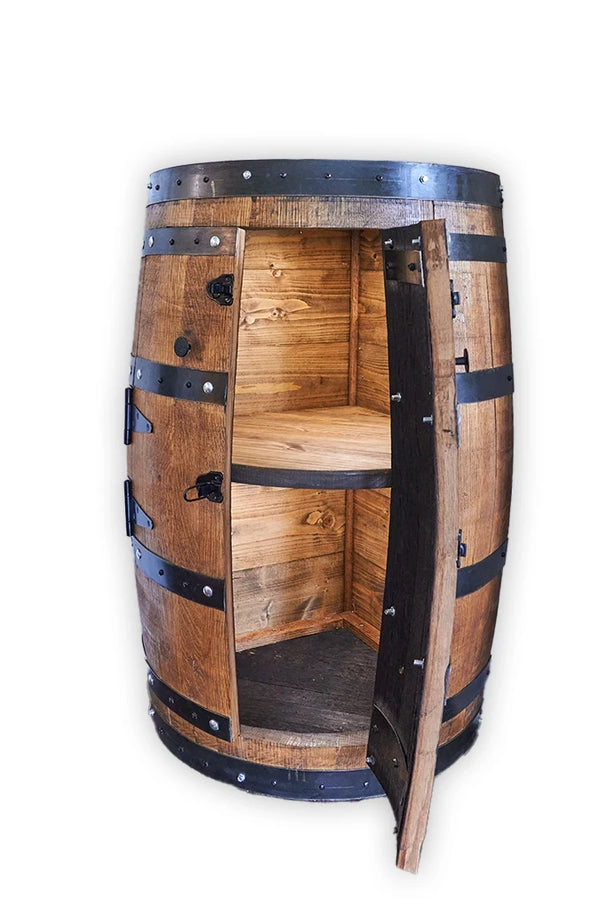 Whiskey Corner Barrel Cabinet double door