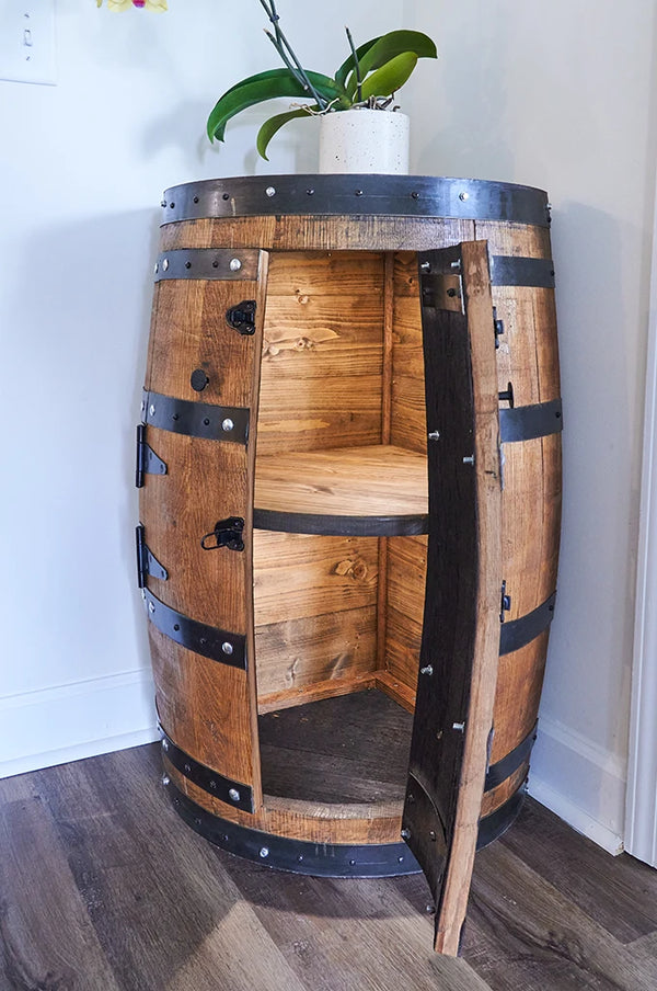 Whiskey Corner Barrel Cabinet double door