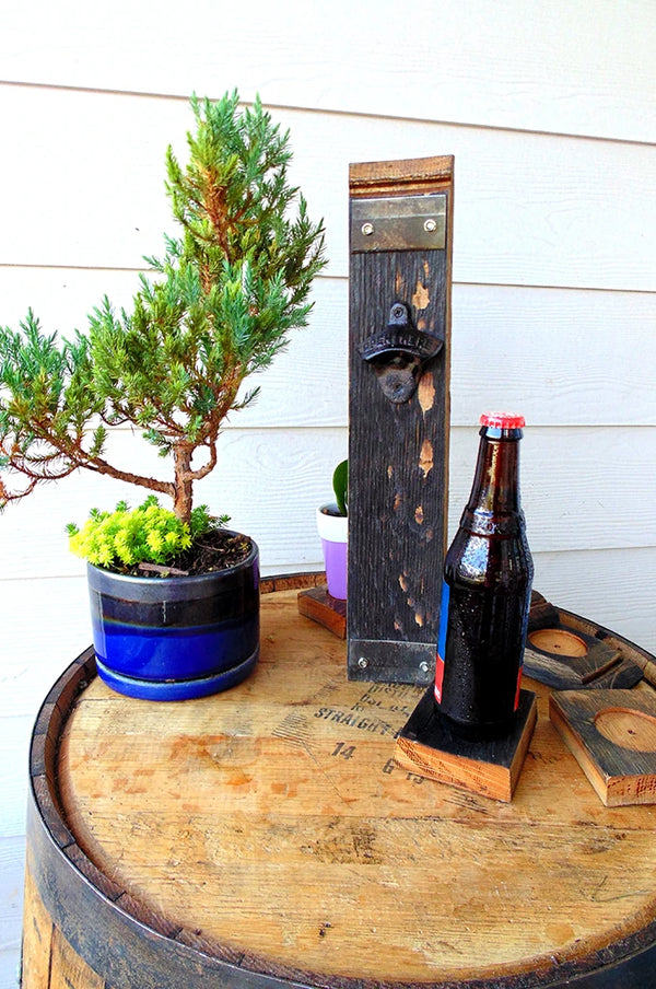 Wall mounted Whiskey Barrel Bottle Opener