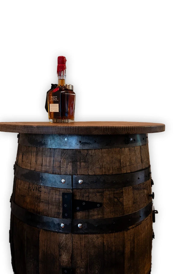 3/4 Whiskey Barrel Bar Table with Stools