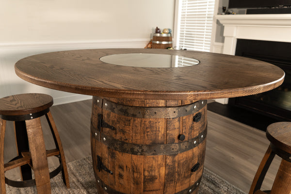 Whiskey Barrel table Set with Stools -Outdoor Barrel Table with Stools Set