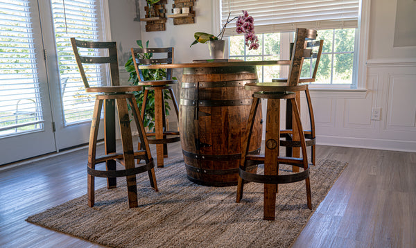 Whiskey Barrel Bar Stools w/ Backrest