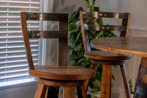 Handmade Whiskey Barrel Pub Table Set with Bar Stools