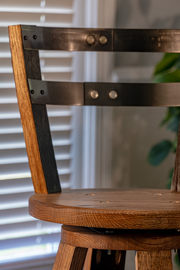 Whiskey Barrel Bar Stools w/ Backrest