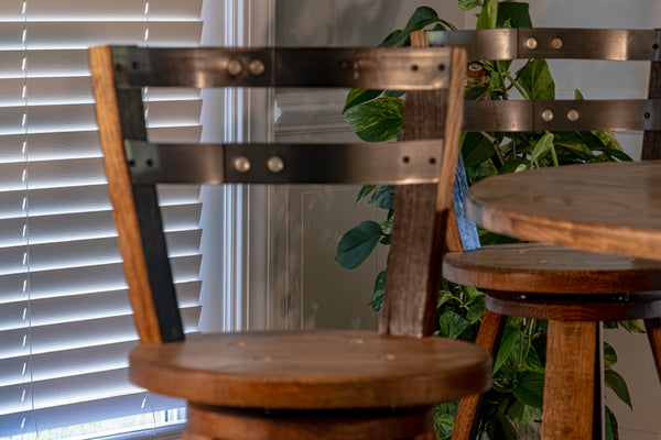 Handmade Whiskey Barrel Pub Table Set with Bar Stools