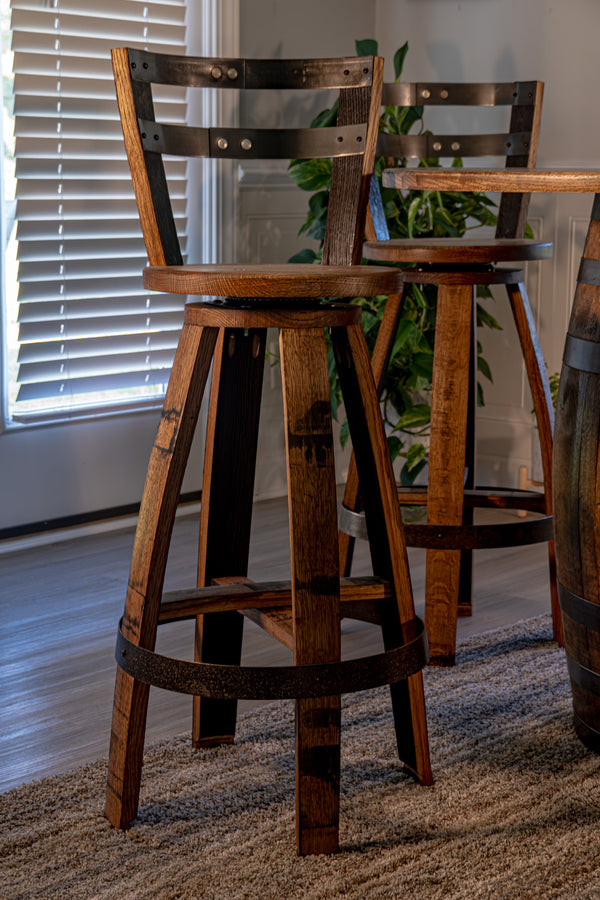 Handmade Whiskey Barrel Pub Table Set with Bar Stools
