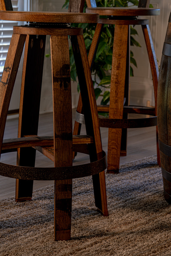 Handmade Whiskey Barrel Pub Table Set with Bar Stools