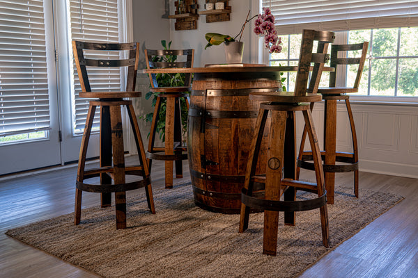 Whiskey Barrel Bar Stools w/ Backrest