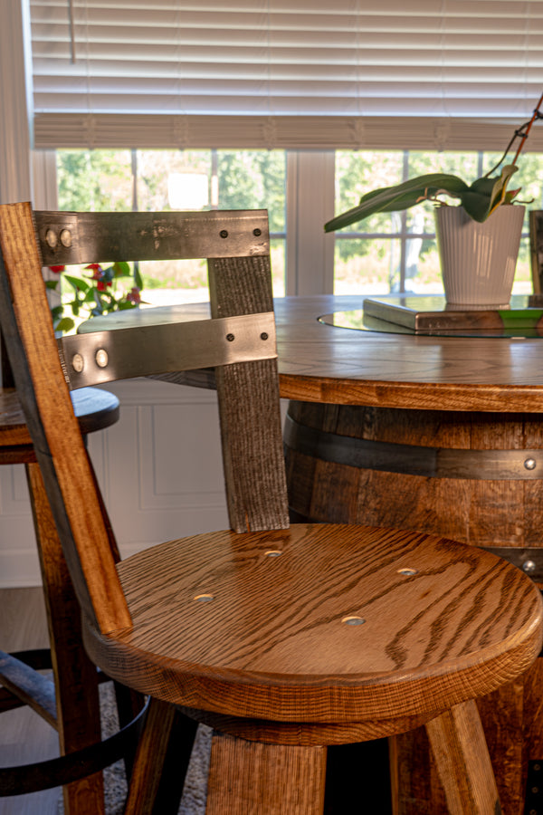 Handmade Whiskey Barrel Pub Table Set with Bar Stools
