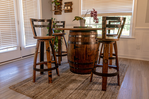 Whiskey Barrel Bar Stools w/ Backrest