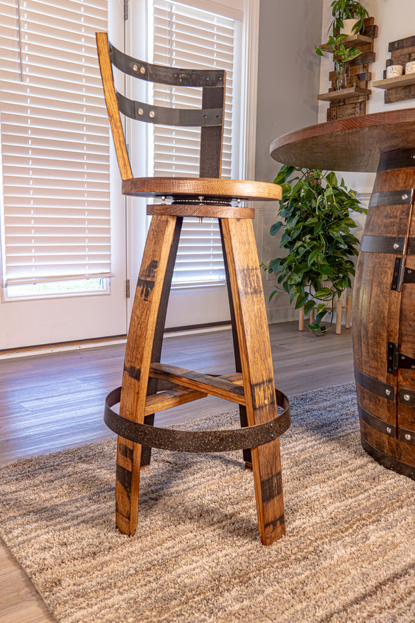 Handmade Whiskey Barrel Pub Table Set with Bar Stools