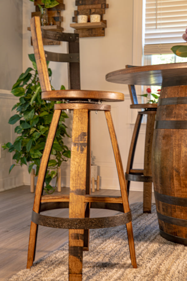 Handmade Whiskey Barrel Pub Table Set with Bar Stools