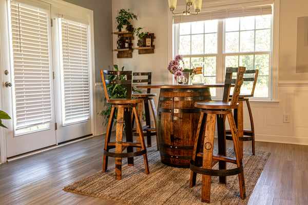 Whiskey Barrel Bar Stools w/ Backrest