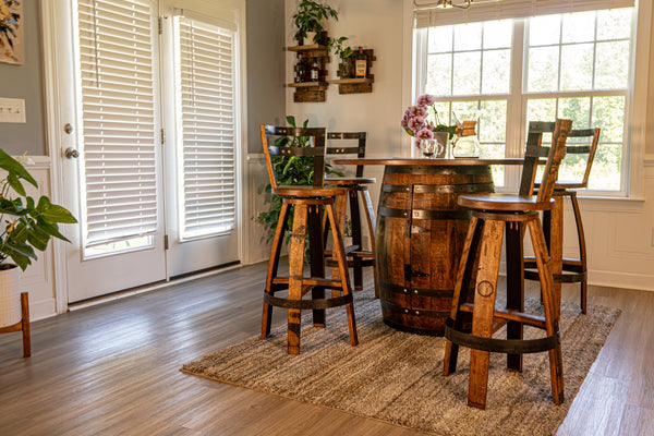 Whiskey Barrel Bar Stools w/ Backrest
