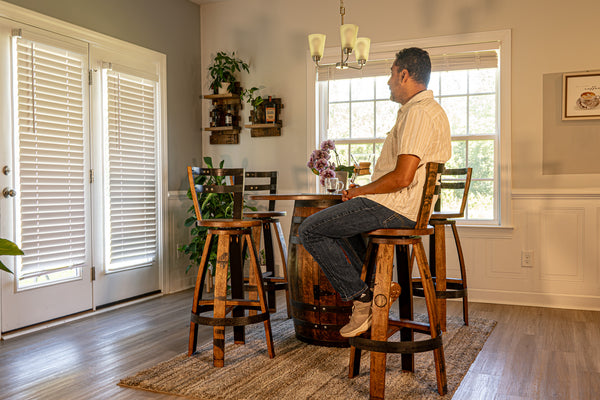 Whiskey Barrel Bar Stools w/ Backrest