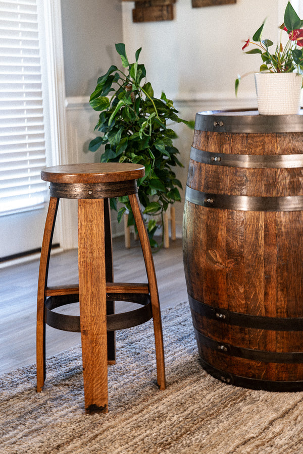 Bourbon Whiskey Barrel Stools with Swivel