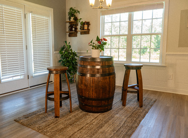 Bourbon Whiskey Barrel Stools with Swivel