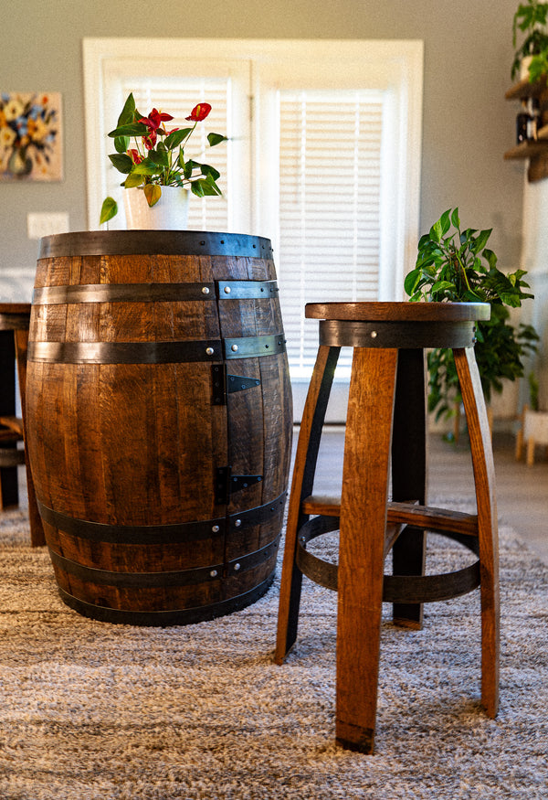 Bourbon Whiskey Barrel Stools with Swivel