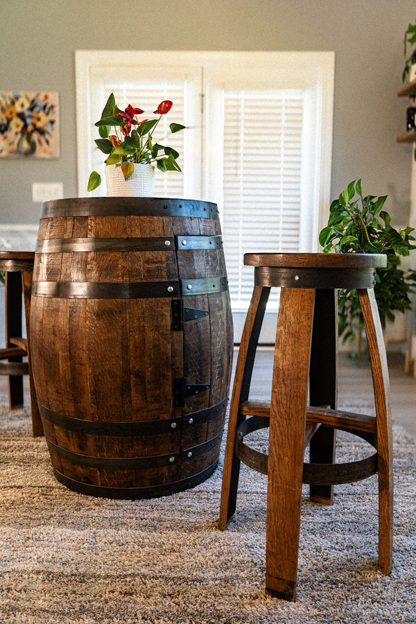 Bourbon Whiskey Barrel Stools with Swivel