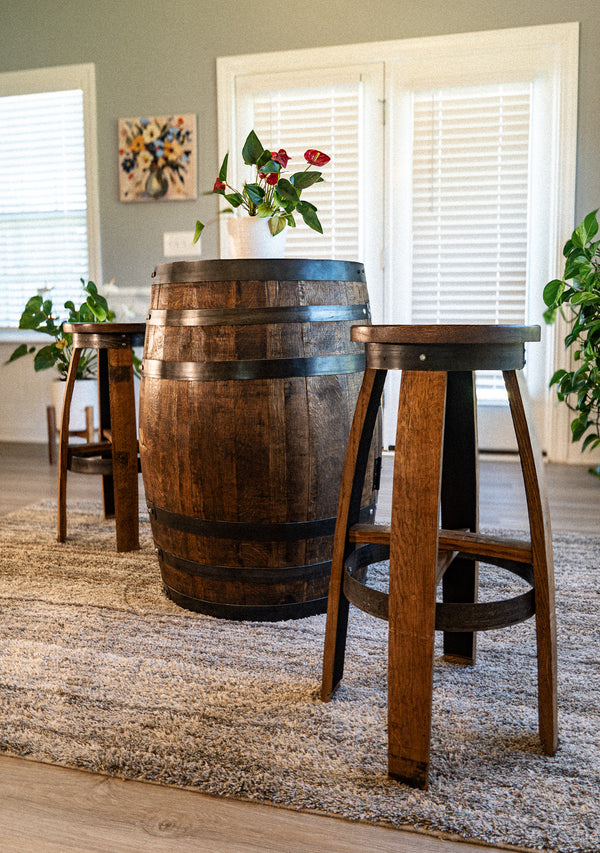 Bourbon Whiskey Barrel Stools with Swivel