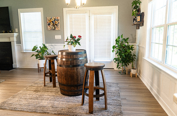 Bourbon Whiskey Barrel Stools with Swivel