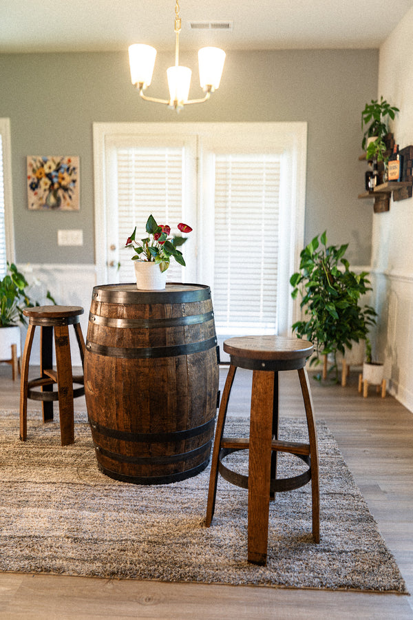 Bourbon Whiskey Barrel Stools with Swivel