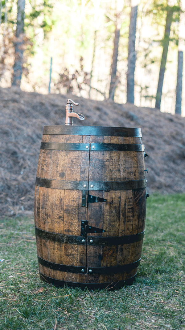 Whiskey Barrel Sink with Handmade Hammered Copper Bowl, Rustic Bathroom Vanity, Farmhouse & Cabin Decor