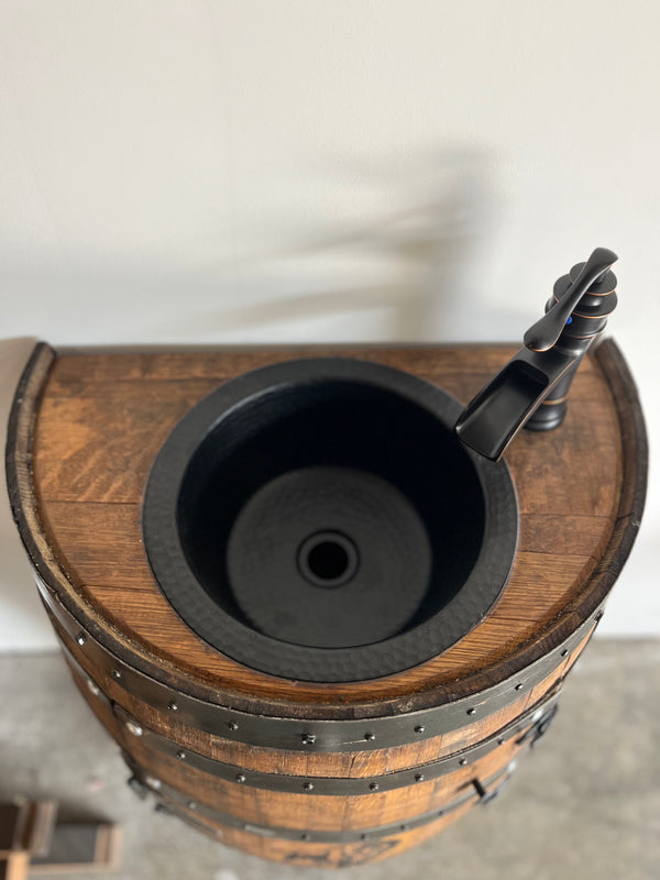 Half Whiskey Barrel Vanity Sink