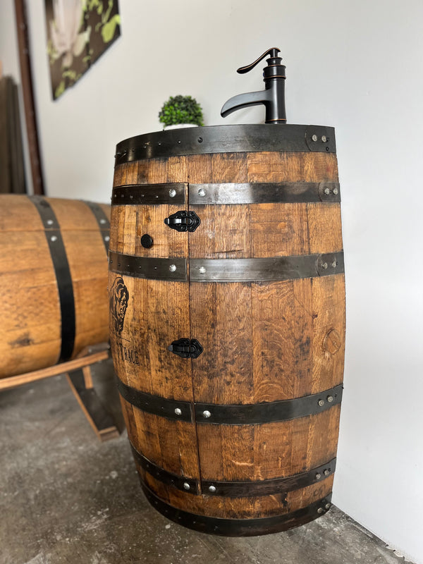 Half Whiskey Barrel Vanity Sink