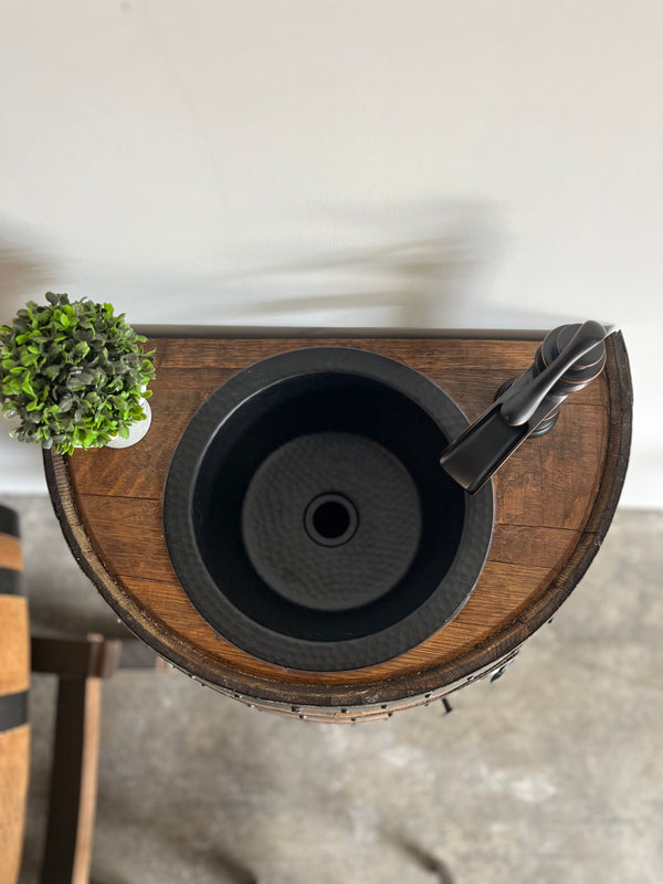 Half Whiskey Barrel Vanity Sink