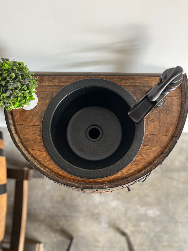 Half Whiskey Barrel Vanity Sink