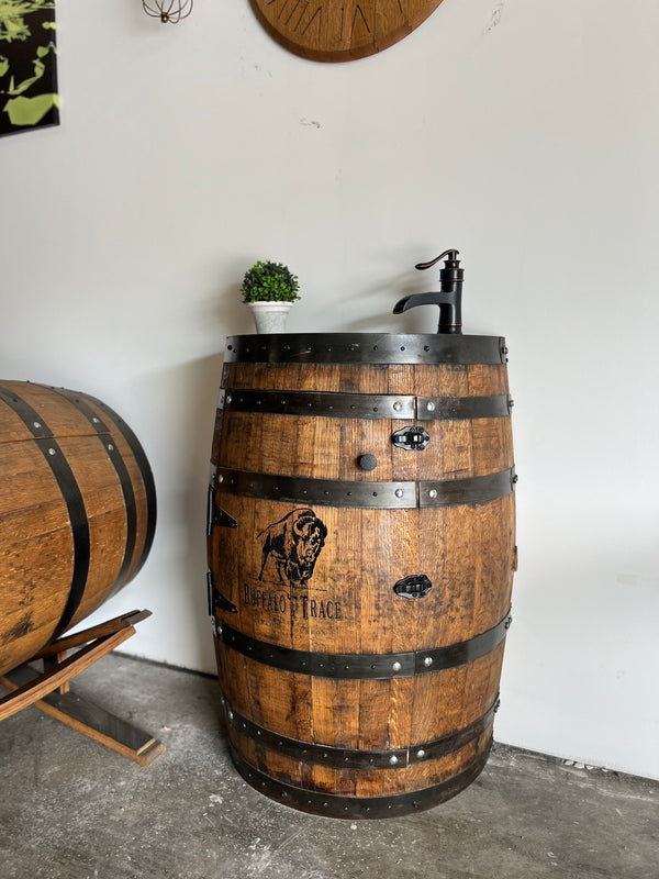 Half Whiskey Barrel Vanity Sink